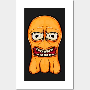 Orange boo doodle face monster Posters and Art